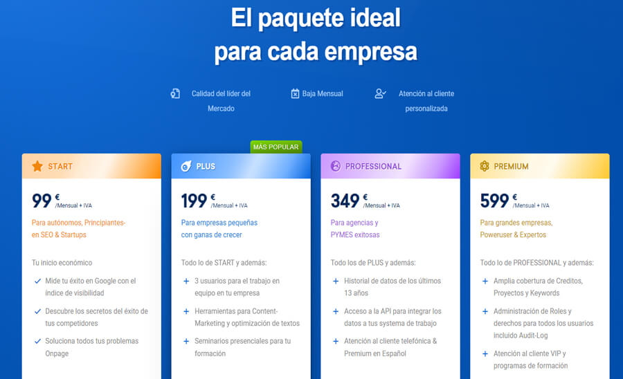 Herramientas para buscar palabras clave Sistrix